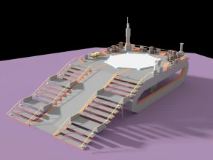 low poly spaceship platform 3D Model