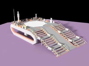 low poly spaceship platform 3D Model