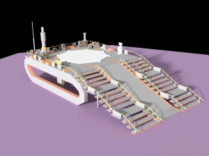 low poly spaceship platform 3D Model