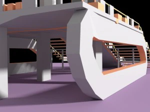 low poly spaceship platform 3D Model