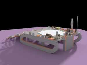 low poly spaceship platform 3D Model