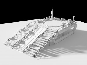 low poly spaceship platform 3D Model