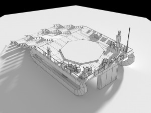 low poly spaceship platform 3D Model