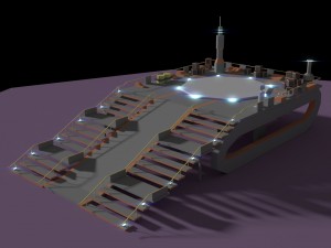 low poly spaceship platform 3D Model