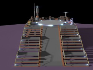 low poly spaceship platform 3D Model