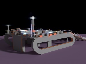 low poly spaceship platform 3D Model