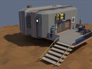 low poly cartoony sci fi building 3D 模型