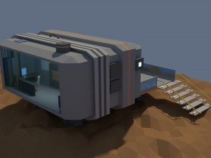 low poly cartoony sci fi building Modelo 3D