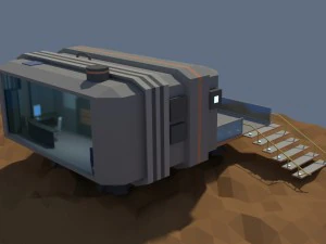 low poly cartoony sci fi building 3D Model