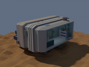 low poly cartoony sci fi building Modelo 3D