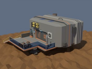 low poly cartoony sci fi building Modelo 3D
