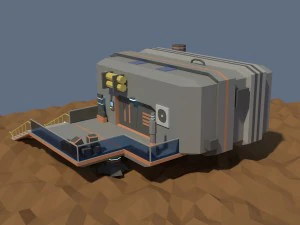 low poly cartoony sci fi building 3D Model