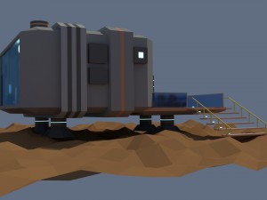low poly cartoony sci fi building Modelo 3D