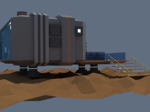 low poly cartoony sci fi building 3D Model