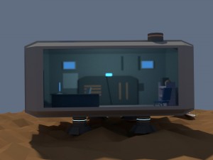 low poly cartoony sci fi building Modelo 3D