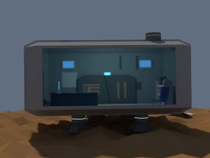 low poly cartoony sci fi building 3D Model