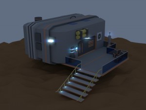 low poly cartoony sci fi building Modelo 3D