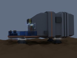 low poly cartoony sci fi building Modelo 3D