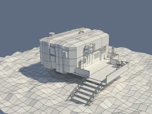 low poly cartoony sci fi building Modelo 3D