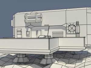 low poly cartoony sci fi building Modelo 3D