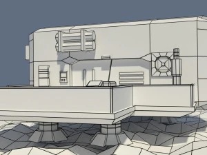 low poly cartoony sci fi building 3D Model
