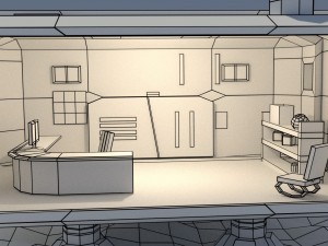 low poly cartoony sci fi building Modelo 3D