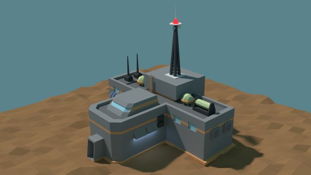 low poly cartoony sci fi building 2 3D Model .c4d .max .obj .3ds .fbx .stl .blend 