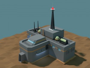 low poly cartoony sci fi building 2 3D मॉडल