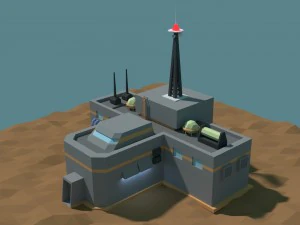 d&uuml;ş&uuml;k poli karikat&uuml;r&uuml;ms&uuml; bilim kurgu binası 2 3D Model