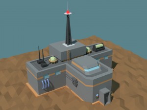 low poly cartoony sci fi building 2 3D Model