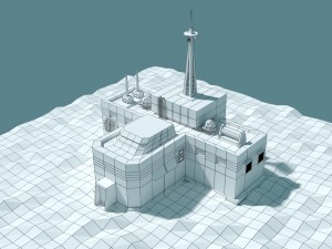 low poly cartoony sci fi building 2 3D Model