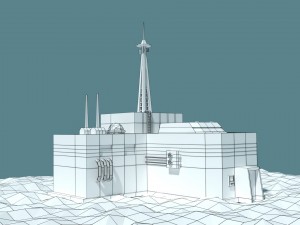 low poly cartoony sci fi building 2 3D Model