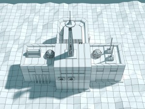 low poly cartoony sci fi building 2 3D Model