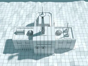 low poly cartoony sci fi building 2 3D Model