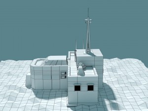low poly cartoony sci fi building 2 3D Model