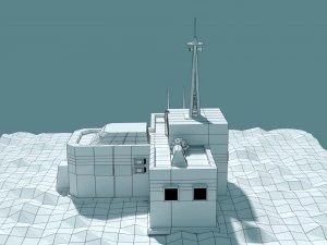 low poly cartoony sci fi building 2 3D Model