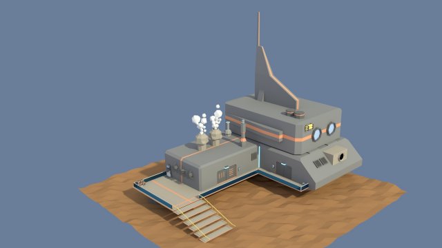 low poly cartoony sci fi building 3 3D Model .c4d .max .obj .3ds .fbx .stl .blend 