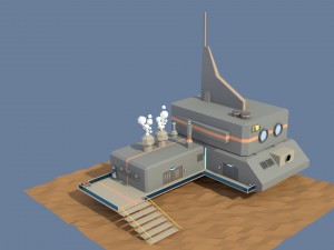low poly cartoony sci fi building 3 3D 模型