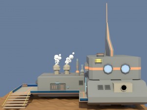 low poly cartoony sci fi building 3 3D Model