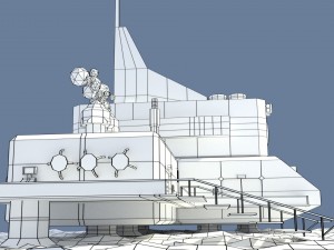 low poly cartoony sci fi building 3 3D Model