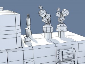 low poly cartoony sci fi building 3 3D Model