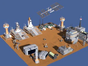 low poly cartoony space colony pack 3D Model