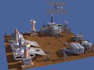low poly cartoony space colony pack 3D Model