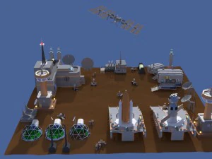 low poly cartoony space colony pack 3D Model