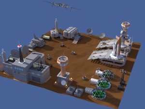 low poly cartoony space colony pack 3D Model