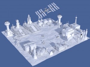 low poly cartoony space colony pack 3D Model