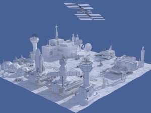 low poly cartoony space colony pack 3D Model