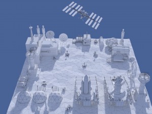low poly cartoony space colony pack 3D Model