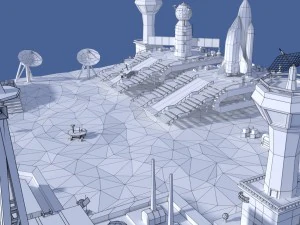 low poly cartoony space colony pack 3D Model