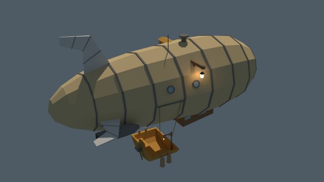 low poly zeppelin 3D Model .c4d .max .obj .3ds .fbx .stl .blend 